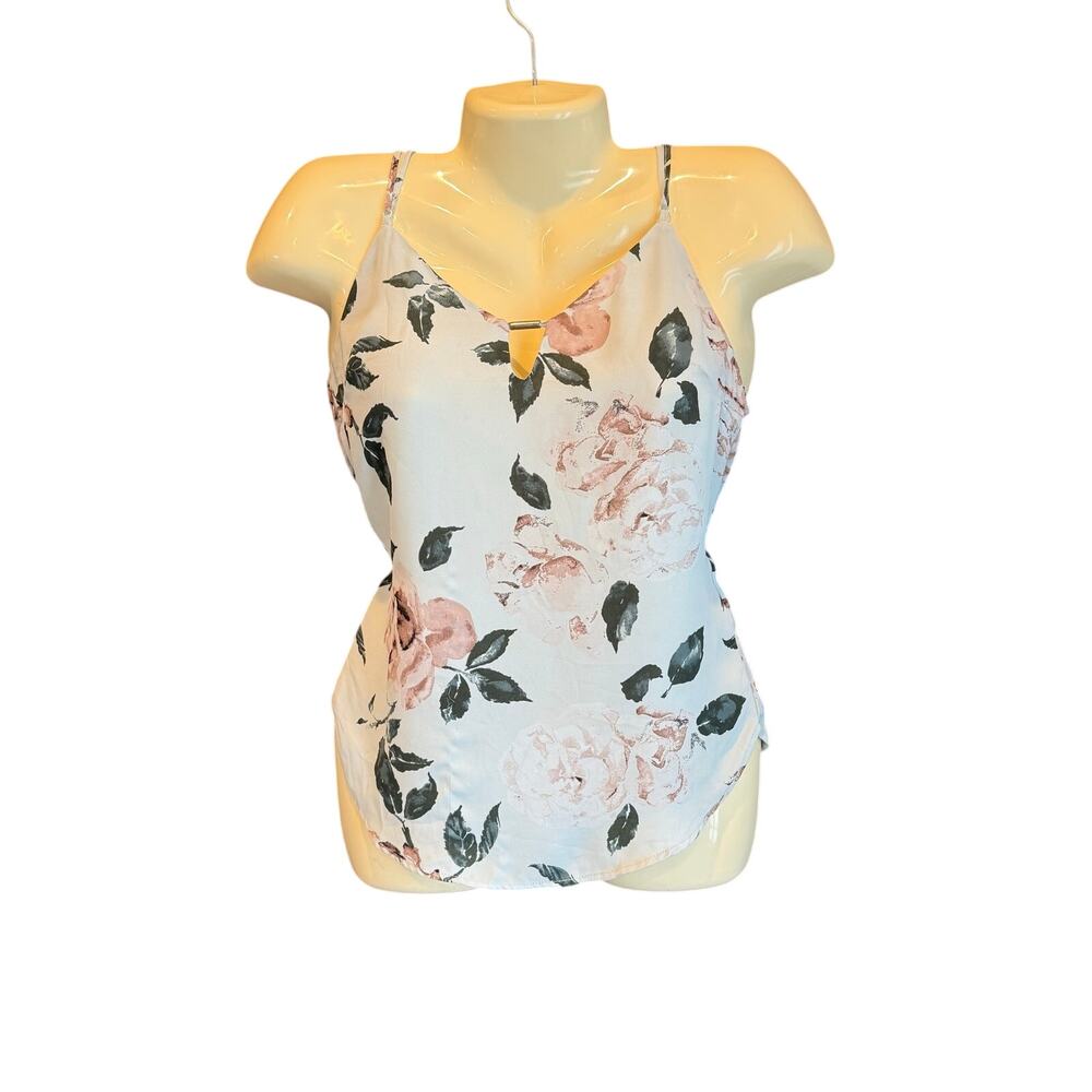Dynamite Floral Cami Top Light Blue Green Blush Rose Spaghetti Strap Y2K XS